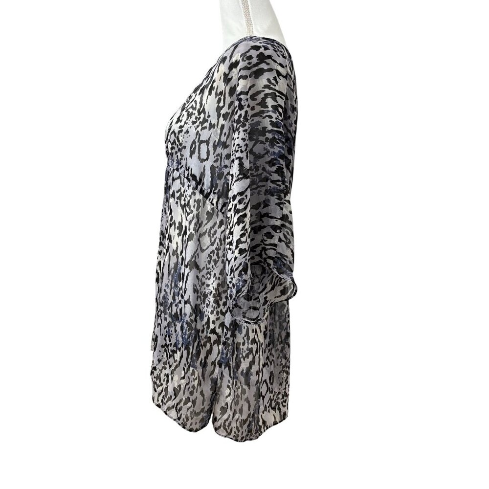 Animal Print Sheer Tunic Top With Empire Waist Womens Size XL - Picture 2 of 11